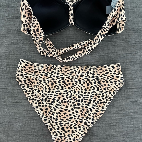 NEW H2OH Ultimate Underwire Leopard Bandeau Bikini Top & Bottom - Picture 10 of 10